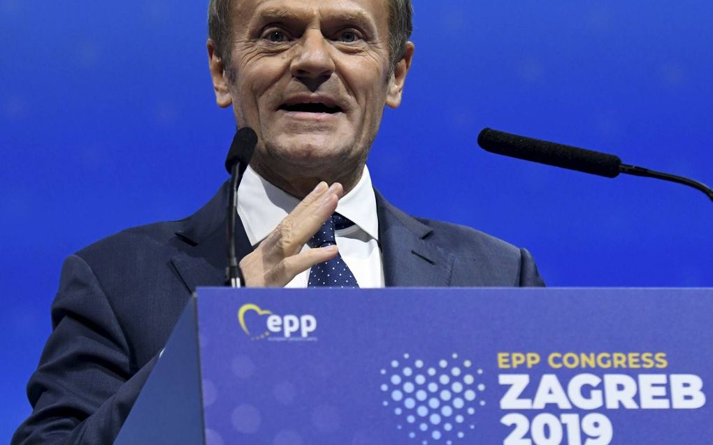 De nieuwgekozen EVP-president Donald Tusk. beeld AFP, Denis Lovrovic