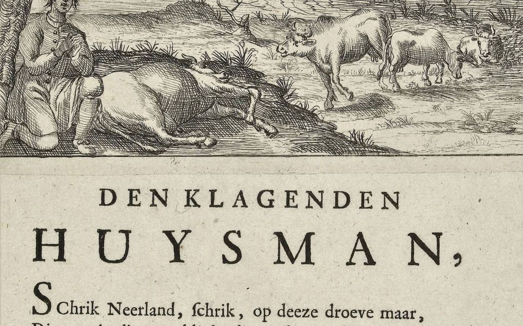 „Schrik Neerland”: een boer, klagend over de veepest, 1745. beeld Rijksmuseum