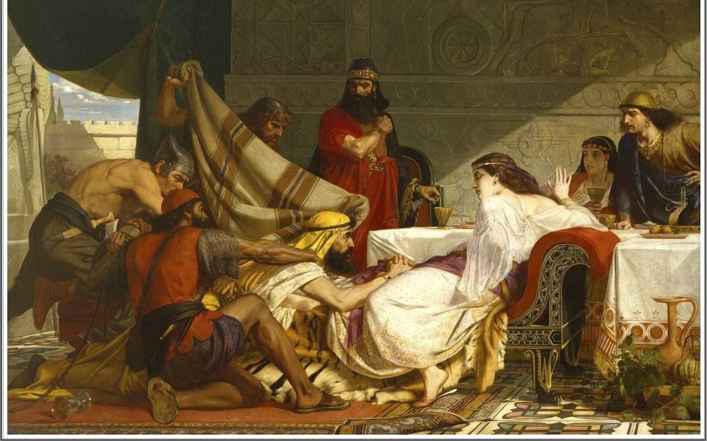 Hamans plannen om de Joden uit te roeien worden ontdekt. Schilderij van Edward Armitage, 1865, collectie Royal Academy of Arts (Londen). beeld Royal Academy of Arts