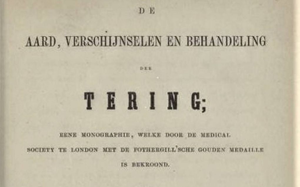 Titelpagina van een boek over „de aard, verschijnselen en behandeling” van de tering. beeld RD