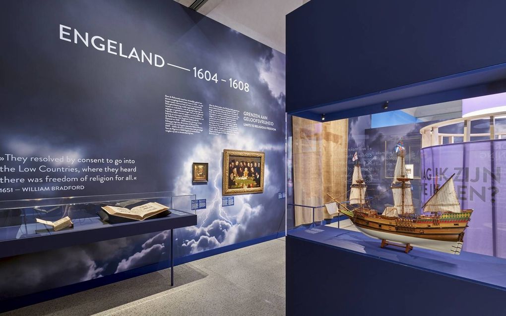 Op een tentoonstelling in de Lakenhal in Leiden staan de Pilgrimfathers centraal. Op verschillende manieren wordt dit jaar herdacht dat de puriteinen precies vier eeuwen geleden met een schip naar Amerika vertrokken. beeld Ronald Tilleman