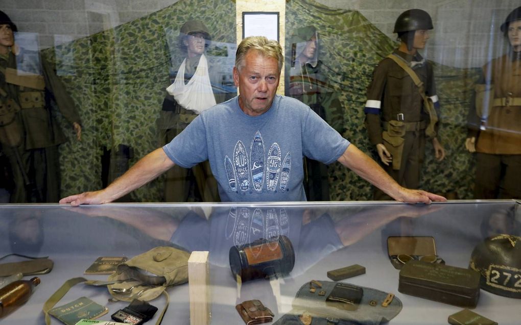 Samen met drie andere verzamelaars heeft Stoffel Geurts een tijdelijk oorlogsmuseum opgezet met origineel materiaal, gebruiksvoorwerpen en bodemvondsten. beeld VidiPhoto