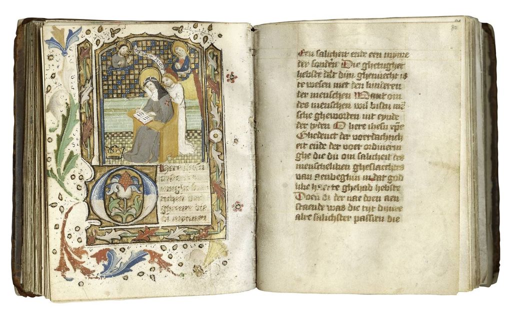 Schrijvers van middeleeuwse vroomheidsliteratuur wisten een gevoelige snaar bij gewone christenen te raken. Foto: een getijdenboek uit 1457. beeld Museum Krona