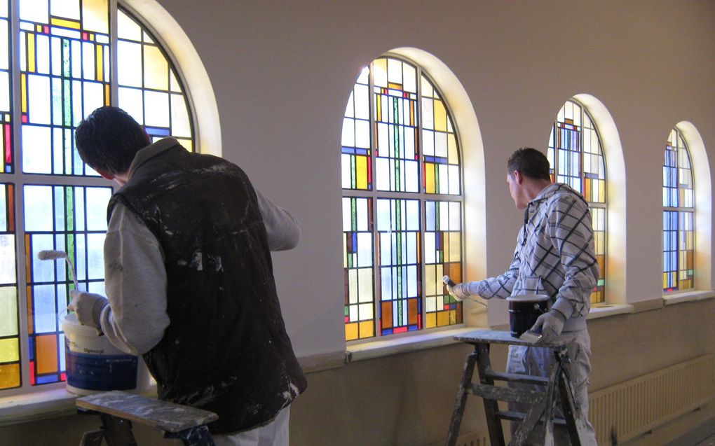 Renovatie van het interieur van de Nieuwe Kerk in Ermelo, in 2009.  beeld Hans van den Berg