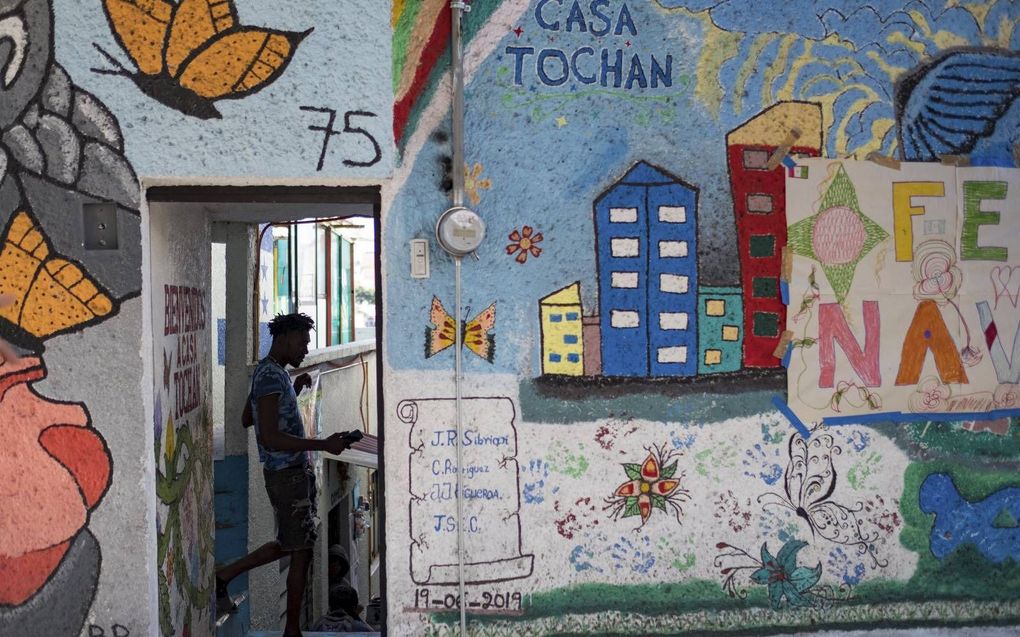 Migrantenopvang Casa Tochan in Mexico-stad heeft 36 bedden, maar huisvestte de afgelopen maanden soms dubbel zoveel mensen. beeld Ynske Boersma