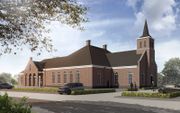 Schetsontwerp van de nieuwe kerk in Kootwijkerbroek. beeld ggiN Barneveld