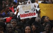 Christenen houden een mars voor voor vrede en veiligheid in Nigeria. beeld AFP, Kola Sulaimon