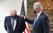 De Amerikaanse president Joe Biden had donderdag een ontmoeting met de Britse premier Boris Johnson in Carbis Bay, in het zuidwesten van Engeland. beeld AFP, Toby Melville