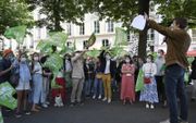 Protest tegen het wetsontwerp over bio-ethiek, maandag in Parijs. beeld AFP, Bertrand Guay