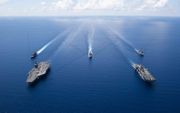 Amerika is nadrukkelijk militair aanwezig in de Pacifische regio om vrije doortocht van schepen te garanderen. beeld  AFP, Erwin Jacob V. Miciano