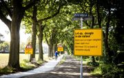 Waarschuwingsbord tegen droogte in het Noord-Brabantse Vlierden. beeld ANP, Rob Engelaar