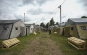 Tentenkamp in Wit-Rusland waar leden van Wagner kunnen verblijven. beeld EPA/STRINGER