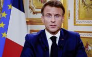 Macron tijdens zijn tv-toespraak van donderdag. beeld AFP, Ludovic Marin