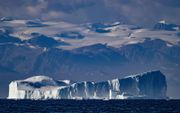 Een ijsberg drijft langs het Scoresby Sound Fjord, in Oost-Groenland. beeld AFP, Olivier Morin