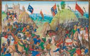 ij Crécy in de Honderdjarige Oorlog; 15e-eeuws manuscript van de Kronieken van Jean Froissart. beeld Wikipedia
