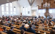 De Hersteld Hervormde Kerk hield zaterdag in Lunteren een evangelisatiedag met een hoofdlezing en diverse workshops. beeld Niek Stam