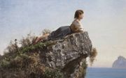 Meisje op een rots in Sorrento, 1871, Filippo Palizzi.  beeld Badia Polesine