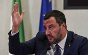De Italiaanse vicepremier Salvini ontkent partijfinanciering door de Russen in alle toonaarden. beeld AFP, Andreas Solaro