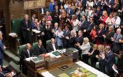 Lagerhuisvoorzitter Bercow kreeg maandag vooral applaus van de oppositie. Hij treedt terug als ”Speaker” van het Lagerhuis.  beeld AFP, Jessica Taylor