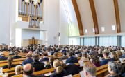 Het deputaatschap voor Israël organiseerde zaterdag een themabijeenkomst in het gebouw van de gereformeerde gemeente van Gouda. Sprekers waren onder meer ds. W. Silfhout en ds. D. de Wit. beeld Cees van der Wal