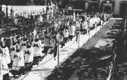 Processie in mei 1929 in Houthem. beeld Collectie Heemkundevereniging Houthem St. Gerlach.