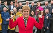 Sturgeon gaat de Britse regering officieel vragen om toestemming voor een tweede referendum over Schotse onafhankelijkheid.  beeld AFP, Neil Hanna