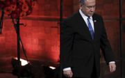 Netanyahu op het Wereld Holocaust Forum. beeld EPA, Abir Sultan