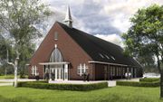 Impressie van het nieuw kerkgebouw. beeld Architectenbureau Born