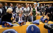 VVD en GroenLinks spannen in de huidige Kamerperiode de kroon met het aantal tussentijds vertrekkende parlementariërs. Foto: VVD-Kamerleden bij de installatie in maart 2017. beeld ANP, Bart Maat