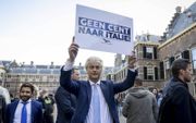 DEN HAAG. PVV-leider Geert Wilders demonstreerde vorige week bij het bezoek van de Italiaanse premier Conte aan Den Haag.  beeld ANP, Sem van der Wal