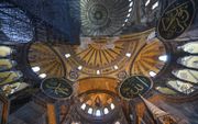 Het dak van de Hagia Sophia in Istanbul kent eeuwenoude Byzantijnse schilderkunst. beeld AFP, Ozan Kose