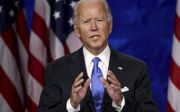 Joe Biden tijdens zijn acceptatietoespraak als Democratische presidentskandidaat, donderdag. beeld AFP, Win McNamee