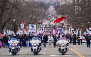 Tienduizenden Amerikanen liepen in januari van dit jaar de Mars voor het leven in Washington D.C. beeld EPA, Shawn Thew