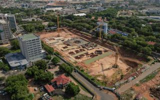Vanwege een gebrek aan geld ligt de bouw van de nationale kathedraal in het centrum van de Ghanese hoofdstad Accra stil. beeld Nipah Dennis, Bloomberg