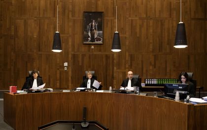 De opkomst van het hof voorafgaand aan de strafeis tegen Bart van U. in 2017. beeld ANP, OLAF KRAAK