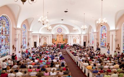 Een kerkdienst in de Amerikaanse staat Illinois. beeld Getty Images
