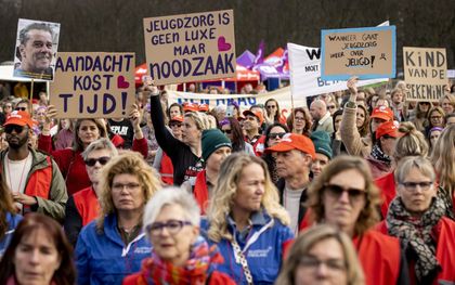 Protest in maart 2022 voor meer geld voor de jeugdzorg. beeld ANP, Sem van der Wal