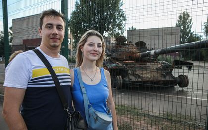 Marina Mamonenko en Oleksii Pokrovski. beeld Konstantin Tsjernitsjkin