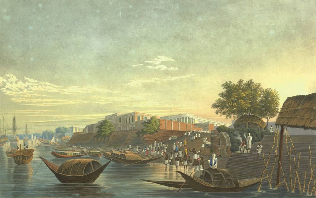 De prins ging op 28 november 1838 bij de aanlegplaats Chandpal Ghat in Calcutta aan wal. beeld Walburg Pers