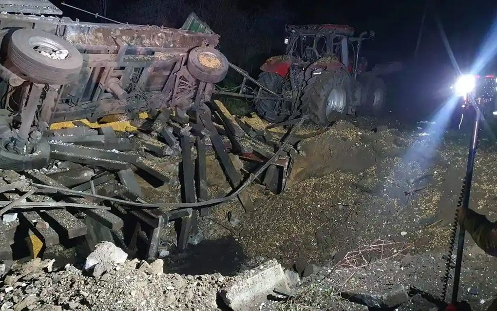 Een raket, mogelijk van de Oekraïense luchtafweer, sloeg gisteravond in op een boerderij in Przewodów net over de grens met Polen. beeld Wolski o Wojniek