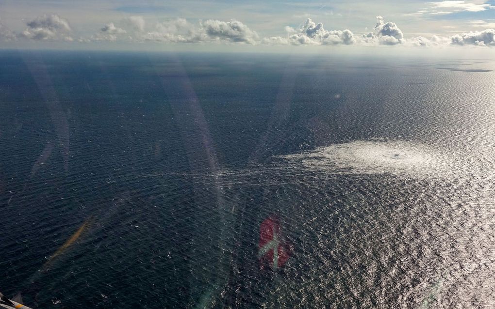 Een van de eerdere lekken in Nord Stream, gefotografeerd door de Deense luchtmacht. beeld AFP