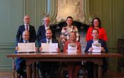PvdA-GroenLinks, CDA, SGP-ChristenUnie en Partij voor Goes presenteren hun nieuwe coalitieakkoord ‘In vertrouwen samenwerken’! Hierin staat wat ze samen willen bereiken in de komende jaren: een sociale, duurzame en financieel gezonde samenleving. beeld Gemeente Goes