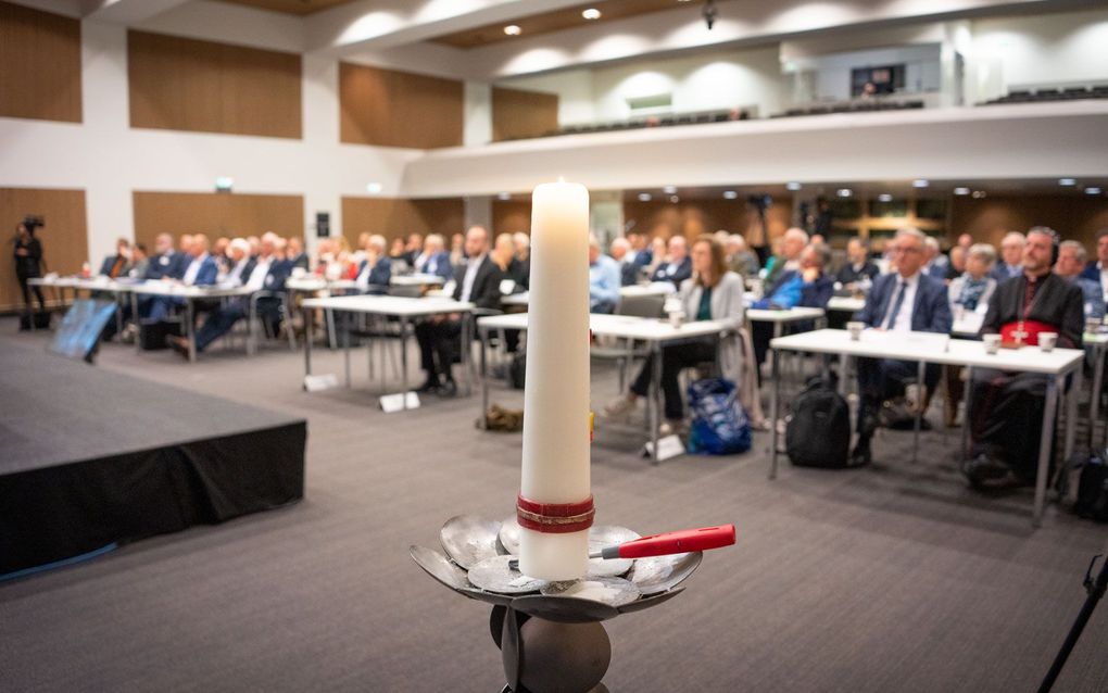 Synodeleden van de Protestantse Kerk in Nederland, vrijdag in Lunteren. beeld Niek Stam