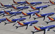 Boeing 737 MAX's aan de grond op een vliegveld in Californië. beeld AFP