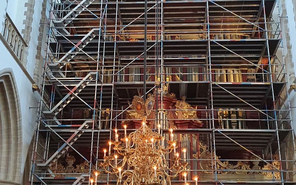 Het Müllerorgel in de steigers. beeld Erik Bakker, Haarlem