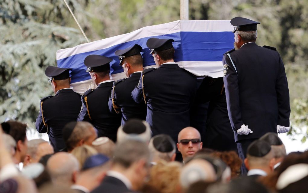 Uitvaart van Shimon Peres op de Herzlberg in Jeruzalem. beeld AFP