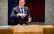 Premier Rutte woensdag tijdens het Kamerdebat over de coronamaatregelen. beeld ANP, Bart Maat