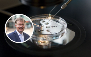 Tekening van een embryo met een naald.