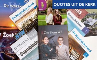 Vignet Quotes uit de kerk, met een collage van kerkelijke organen.