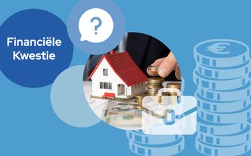 Vignet met foto van speelgoedhuisje en stapeltjes munten, en de tekst Financiële Kwestie.